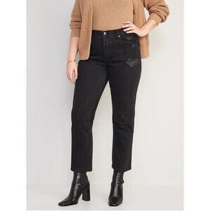 Old Navy Sz. 14 High-Waisted Slouchy Straight Cropped Distressed Jeans